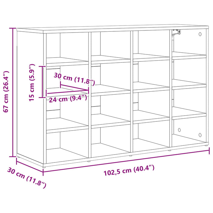 Dulap pentru pantofi Gri beton 103 x 30 x 67 cm Lemn compozit - WALTI WALTI