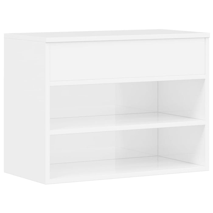 Banchetă pantofar, alb extralucios, 60x30x45 cm, PAL WALTI