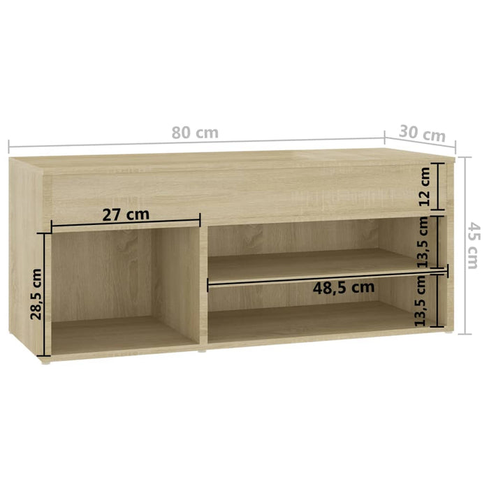 Bancă pentru pantofi stejar fumuriu 80x30x45 cm lemn prelucrat - WALTI WALTI