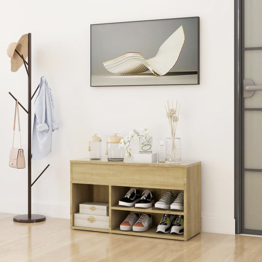 Bancă pentru pantofi stejar fumuriu 80x30x45 cm lemn prelucrat - WALTI WALTI