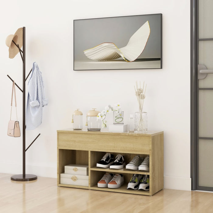 Bancă pentru pantofi stejar fumuriu 80x30x45 cm lemn prelucrat - WALTI WALTI