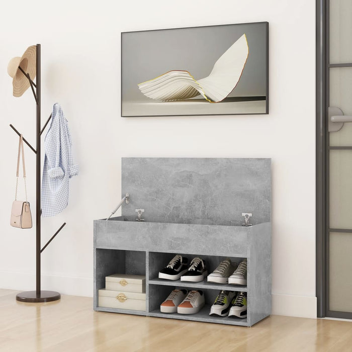 Banchetă pantofar, gri beton, 80x30x45 cm, PAL - WALTI WALTI