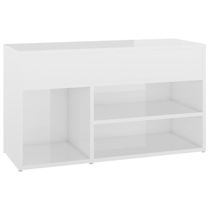 Banchetă pantofar, alb extralucios, 80x30x45 cm, PAL WALTI