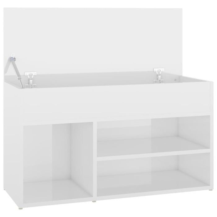 Banchetă pantofar, alb extralucios, 80x30x45 cm, PAL WALTI