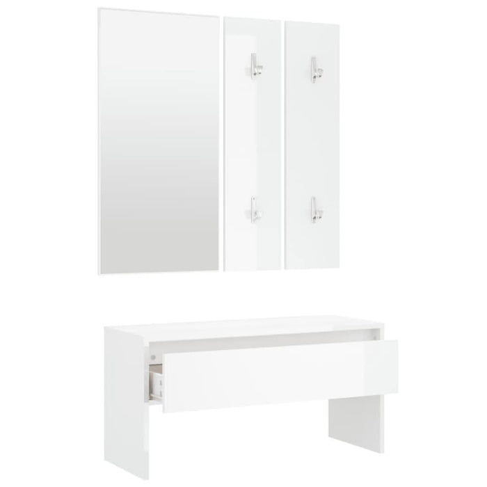Set de mobilier pentru hol, alb extralucios, lemn prelucrat - WALTI WALTI