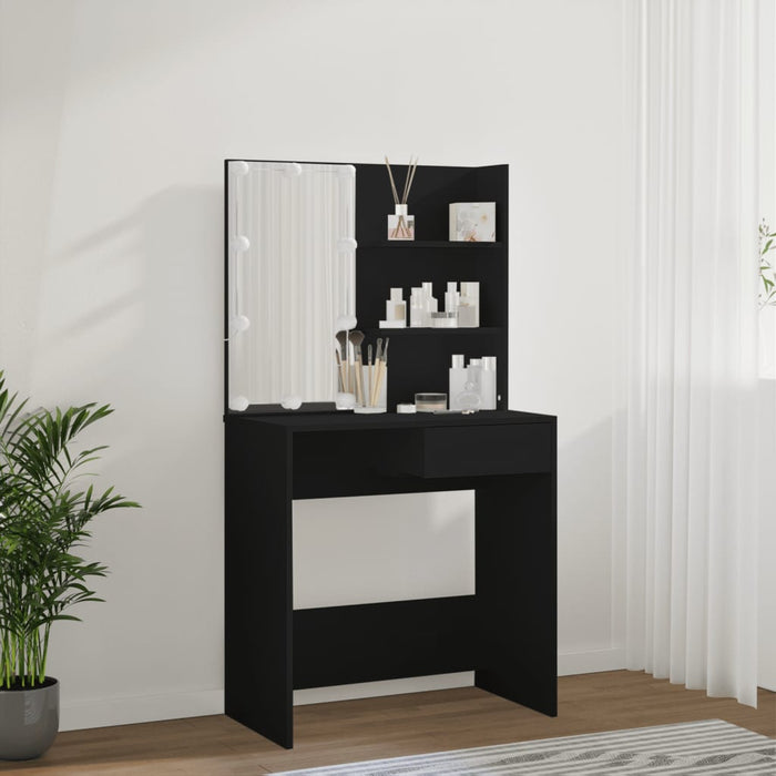 Masă de toaletă cu LED, negru, 74,5x40x141 cm - WALTI WALTI