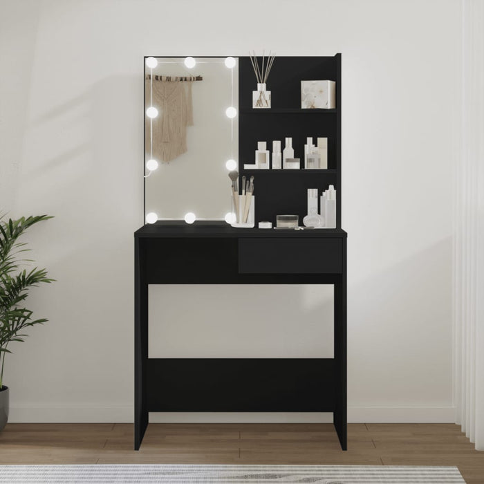 Masă de toaletă cu LED, negru, 74,5x40x141 cm - WALTI WALTI