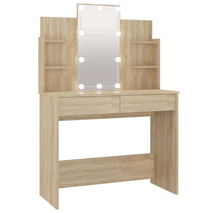 Masă de toaletă cu LED, stejar sonoma, 96x40x142 cm WALTI