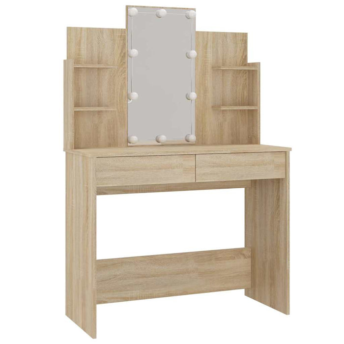 Masă de toaletă cu LED, stejar sonoma, 96x40x142 cm WALTI