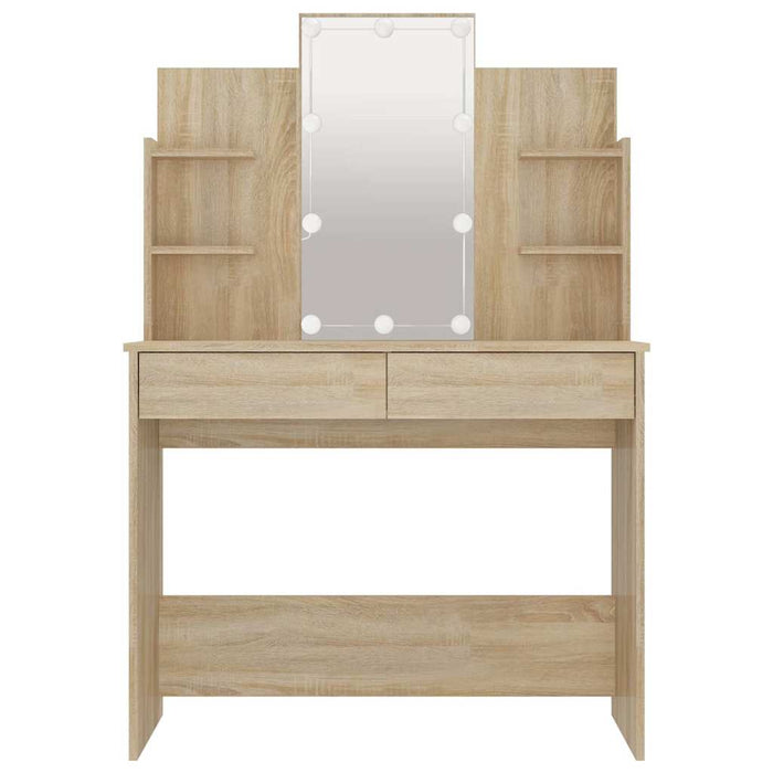 Masă de toaletă cu LED, stejar sonoma, 96x40x142 cm WALTI