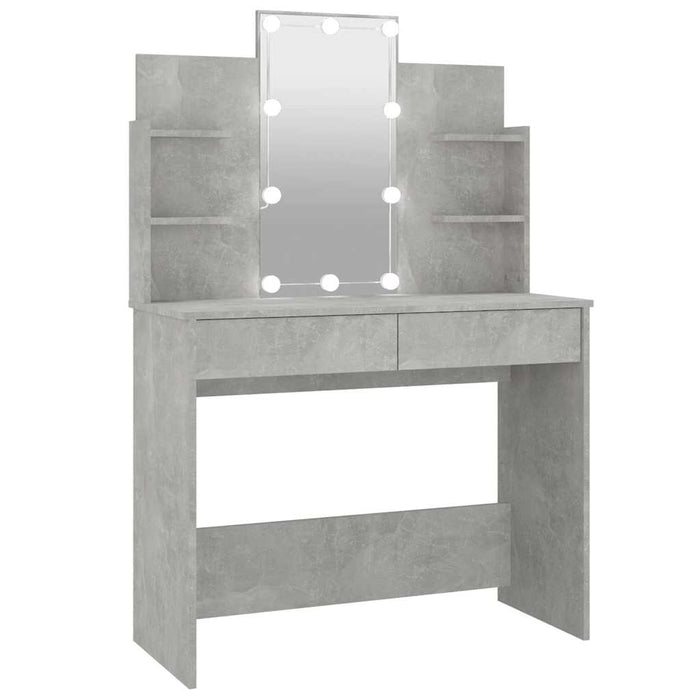 Masă de toaletă cu LED, gri beton, 96x40x142 cm WALTI