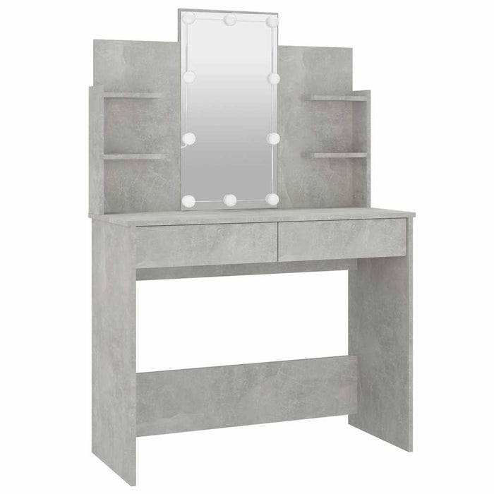Masă de toaletă cu LED, gri beton, 96x40x142 cm WALTI