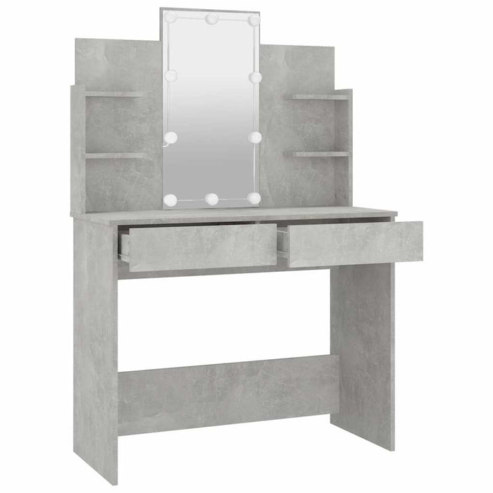 Masă de toaletă cu LED, gri beton, 96x40x142 cm WALTI
