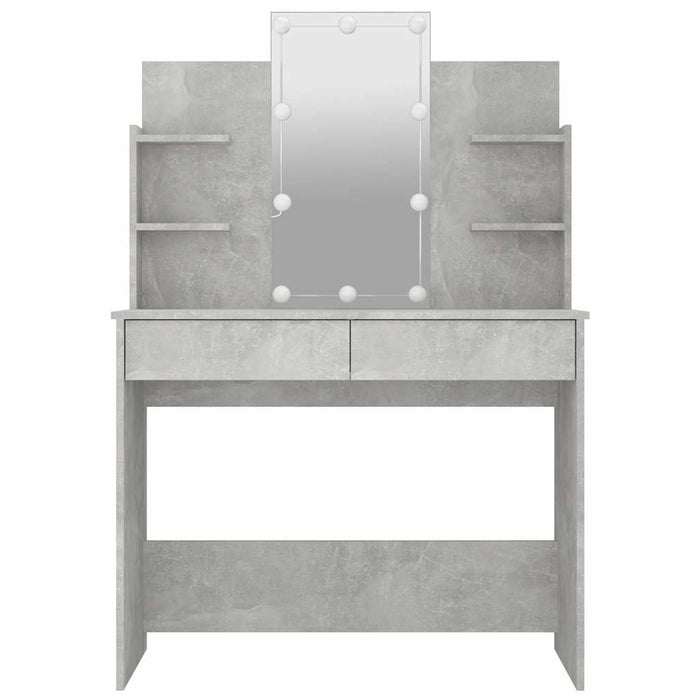 Masă de toaletă cu LED, gri beton, 96x40x142 cm WALTI