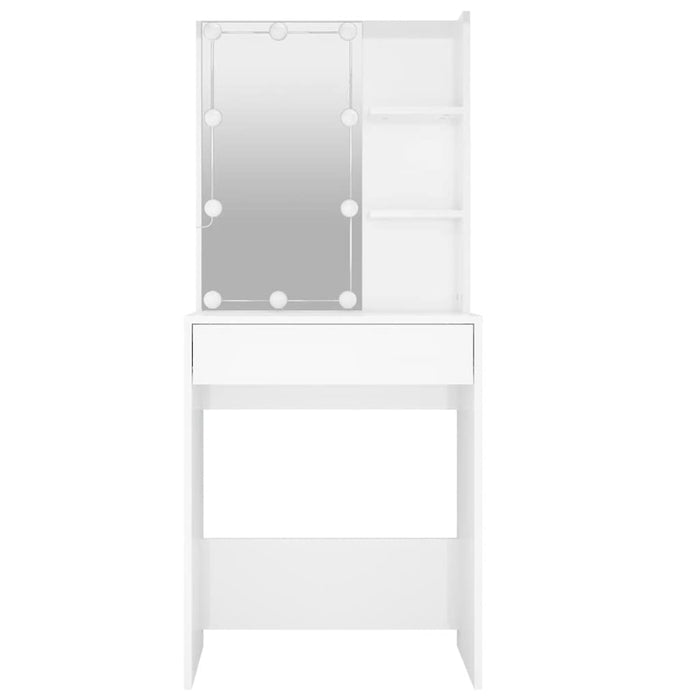 Masă de toaletă cu LED, alb extralucios, 60x40x140 cm WALTI