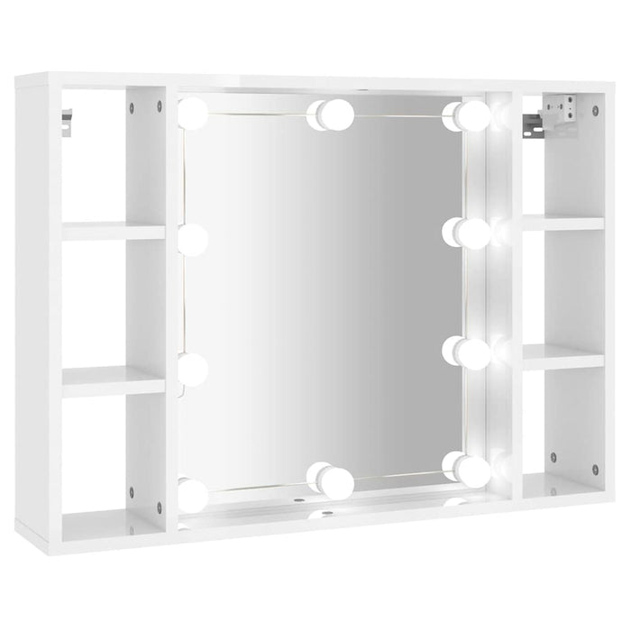 Dulap cu oglindă și LED, alb extralucios, 76x15x55 cm WALTI