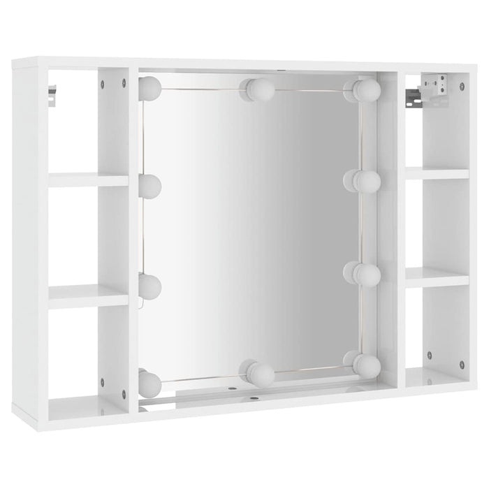 Dulap cu oglindă și LED, alb extralucios, 76x15x55 cm WALTI