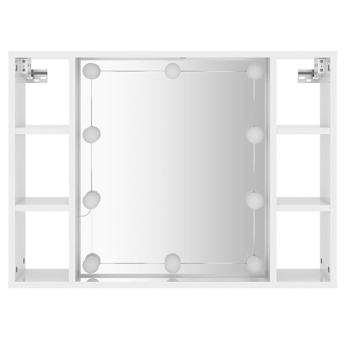 Dulap cu oglindă și LED, alb extralucios, 76x15x55 cm WALTI