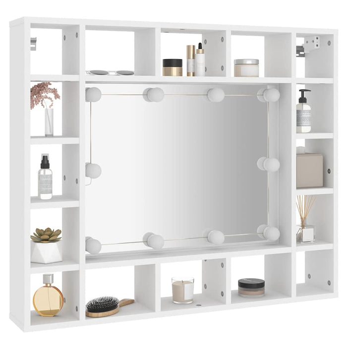 Dulap cu oglindă și LED, alb, 91x15x76,5 cm WALTI
