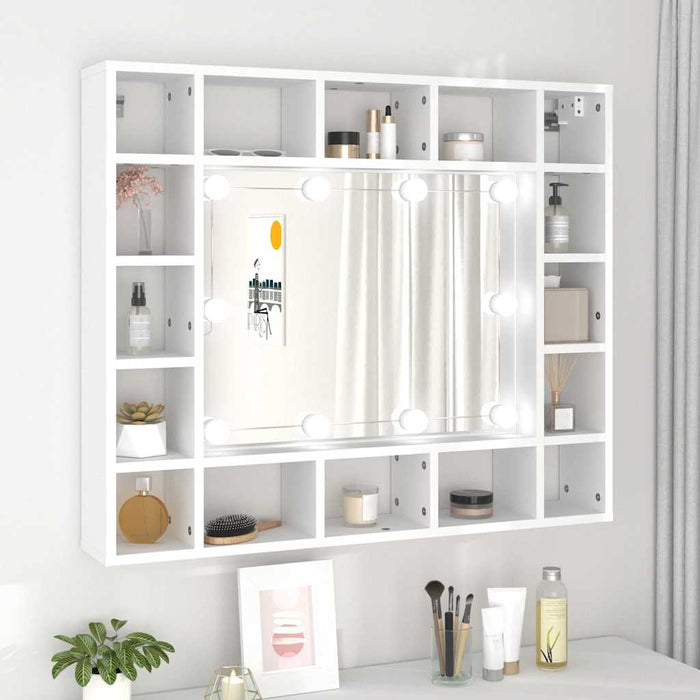 Dulap cu oglindă și LED, alb, 91x15x76,5 cm WALTI