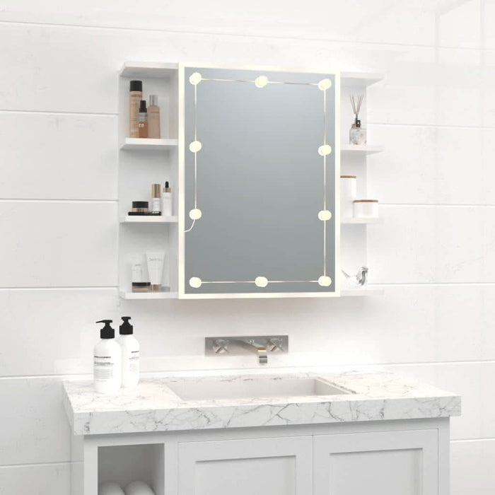 Dulap cu oglindă și LED, alb extralucios, 70x16,5x60 cm - WALTI WALTI