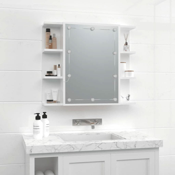 Dulap cu oglindă și LED, alb extralucios, 70x16,5x60 cm - WALTI WALTI