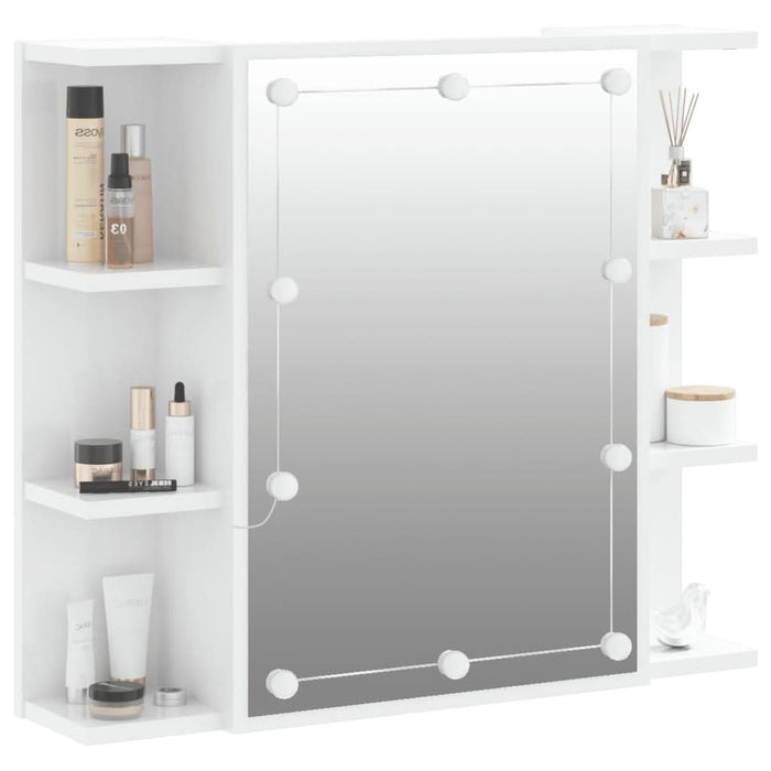 Dulap cu oglindă și LED, alb extralucios, 70x16,5x60 cm - WALTI WALTI