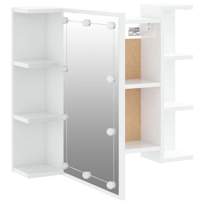 Dulap cu oglindă și LED, alb extralucios, 70x16,5x60 cm - WALTI WALTI