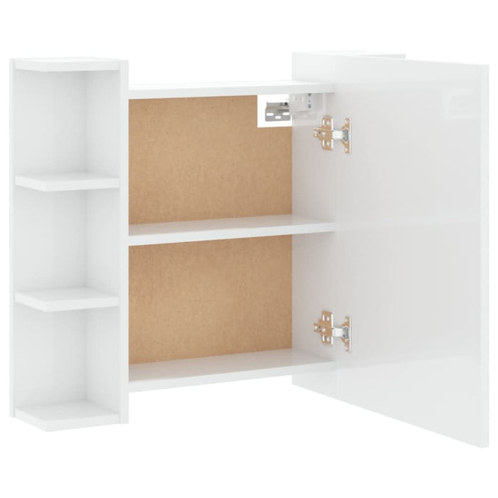 Dulap cu oglindă și LED, alb extralucios, 70x16,5x60 cm - WALTI WALTI