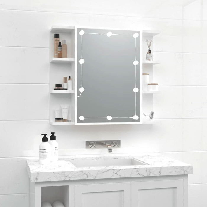 Dulap cu oglindă și LED, alb extralucios, 70x16,5x60 cm - WALTI WALTI