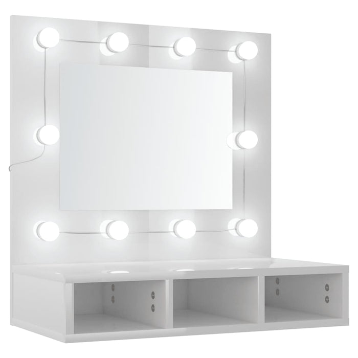 Dulap cu oglindă și LED, alb extralucios, 60x31,5x62 cm - WALTI WALTI