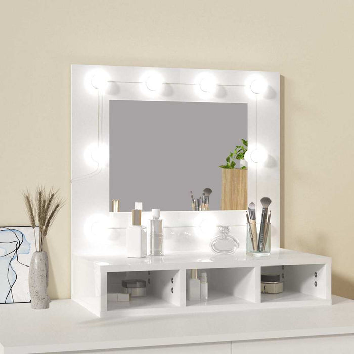 Dulap cu oglindă și LED, alb extralucios, 60x31,5x62 cm - WALTI WALTI