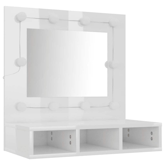 Dulap cu oglindă și LED, alb extralucios, 60x31,5x62 cm - WALTI WALTI