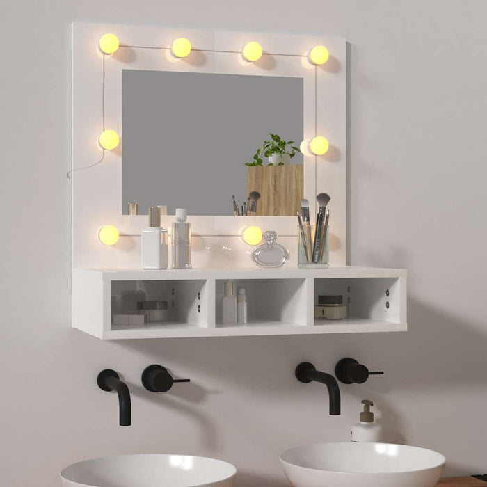 Dulap cu oglindă și LED, alb extralucios, 60x31,5x62 cm - WALTI WALTI