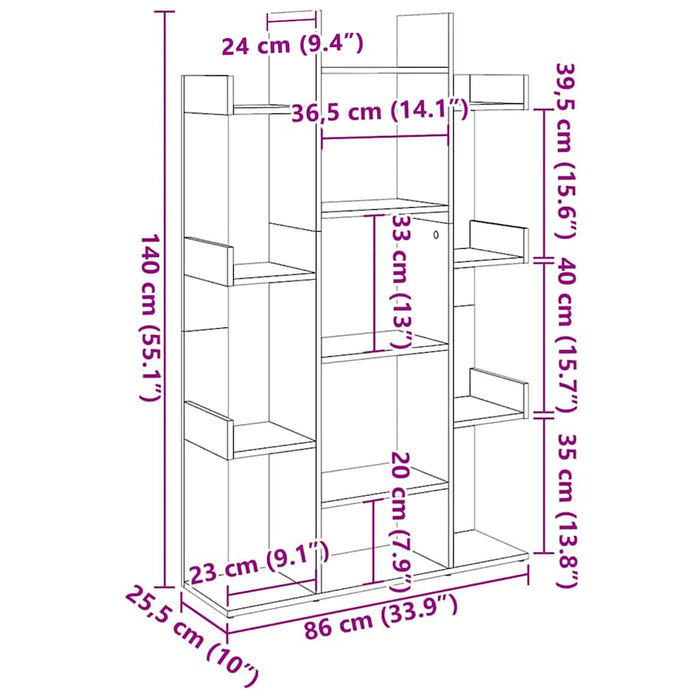 Bibliotecă, gri beton, 86x25,5x140 cm, PAL - WALTI WALTI