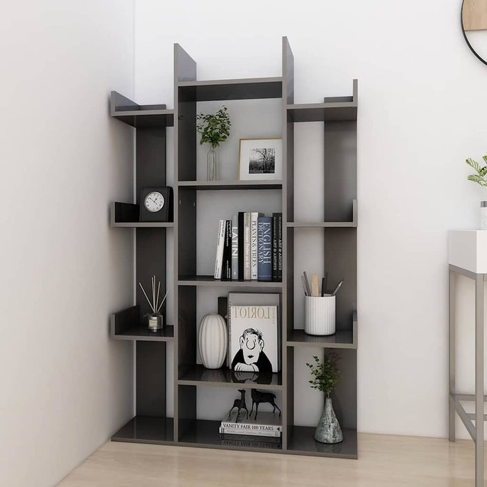 Bibliotecă, gri extralucios, 86x25,5x140 cm, PAL WALTI