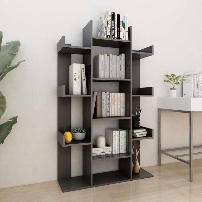Bibliotecă, gri extralucios, 86x25,5x140 cm, PAL WALTI