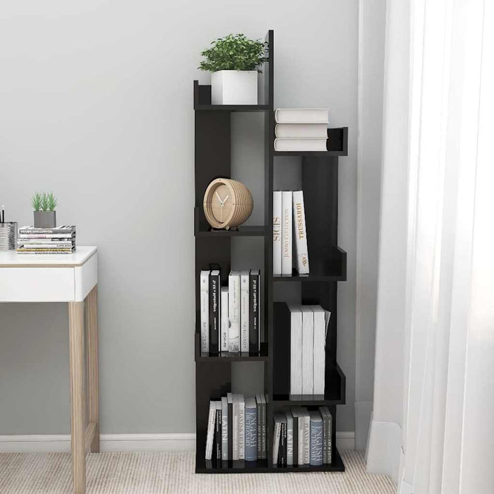 Bibliotecă, negru extralucios, 48x25,5x140 cm, PAL WALTI