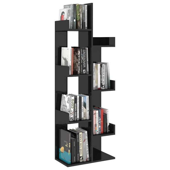 Bibliotecă, negru extralucios, 48x25,5x140 cm, PAL WALTI