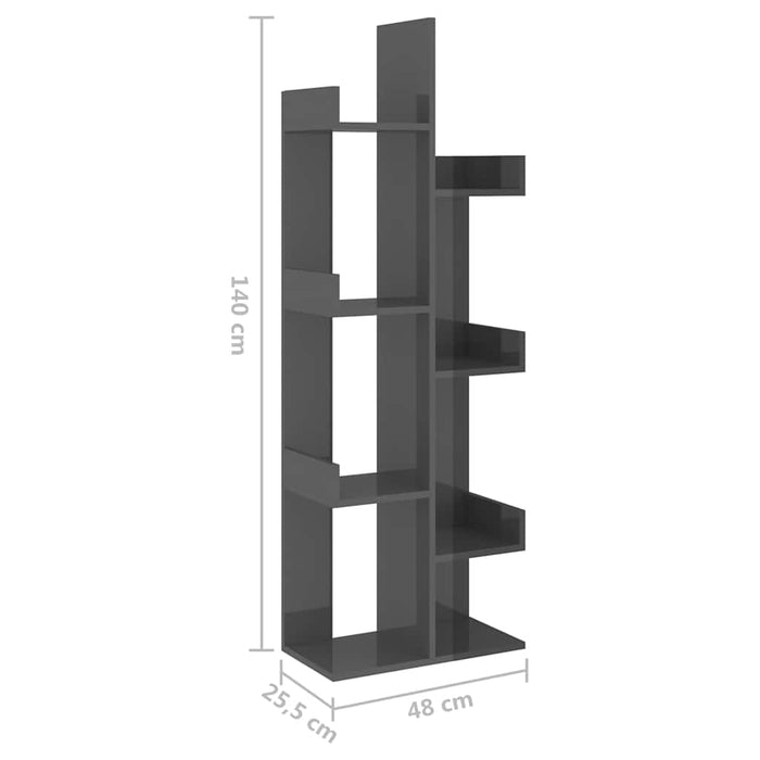 Bibliotecă, gri extralucios, 48x25,5x140 cm, PAL WALTI