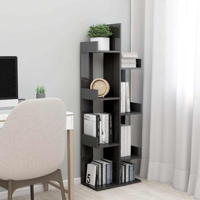 Bibliotecă, gri extralucios, 48x25,5x140 cm, PAL WALTI