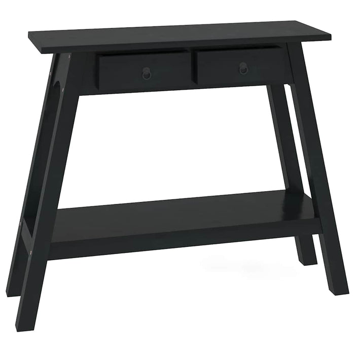 Masă consolă cu sertare, negru, 90x30x75 cm, lemn masiv mahon WALTI