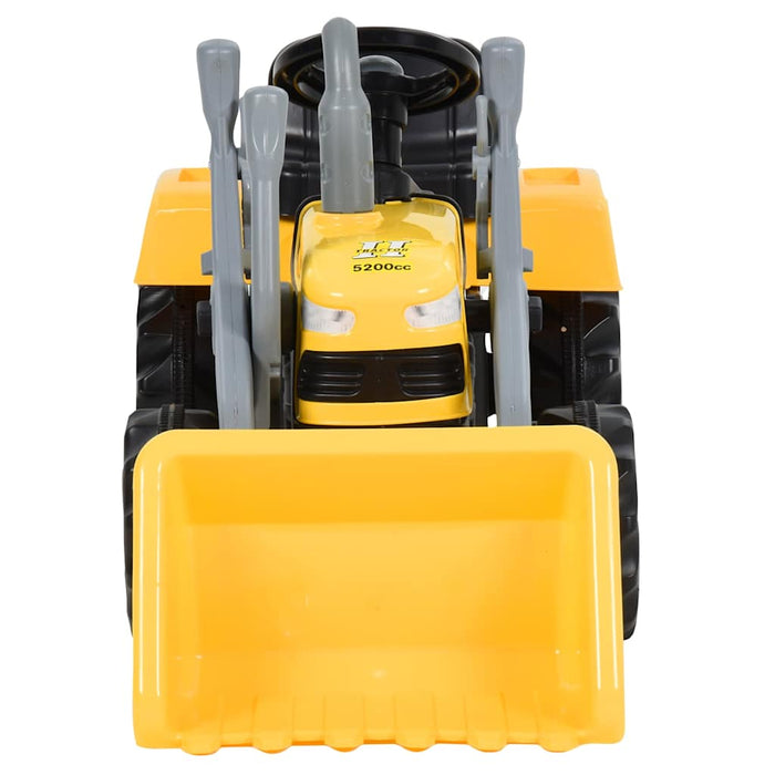 Tractor pentru copii cu pedale și excavator, galben și negru WALTI