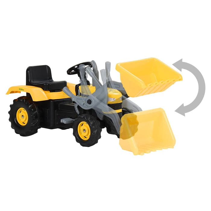 Tractor pentru copii cu pedale și excavator, galben și negru WALTI