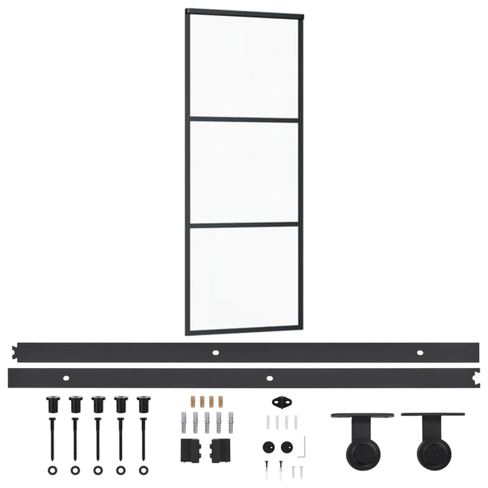 Ușă glisantă cu set feronerie, 76x205 cm, sticlă ESG/aluminiu - WALTI WALTI