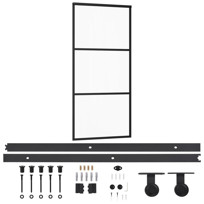 Ușă glisantă cu set feronerie, 90x205 cm, sticlă ESG/aluminiu - WALTI WALTI