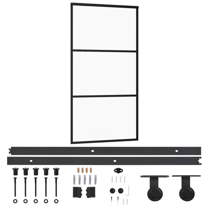 Ușă glisantă cu set feronerie, 102x205 cm, sticlă ESG/aluminiu - WALTI WALTI