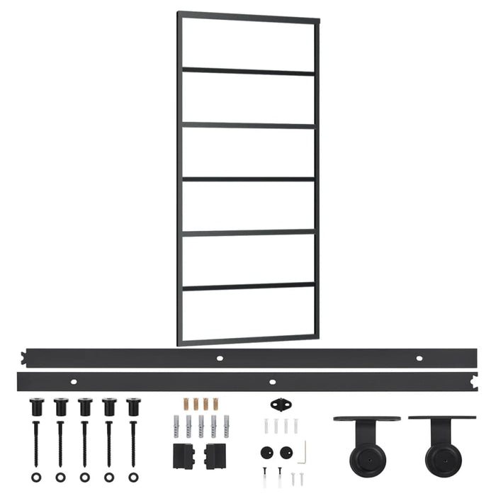 Ușă glisantă cu set feronerie, 90x205 cm, sticlă ESG/aluminiu - WALTI WALTI