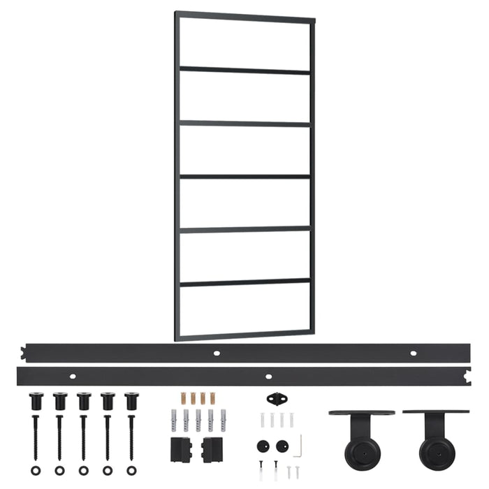 Ușă glisantă cu set feronerie, 90x205 cm, sticlă ESG/aluminiu - WALTI WALTI