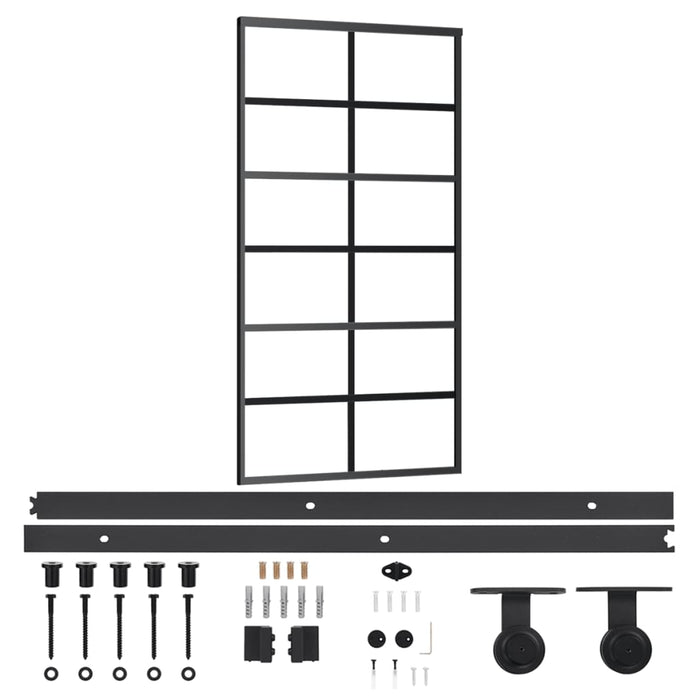 Ușă glisantă cu set feronerie, 102x205 cm, sticlă ESG/aluminiu - WALTI WALTI